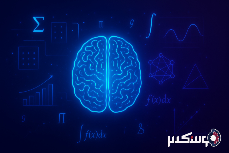 تصویر مفهومی از تحلیل و آنالیز دادهها توسط هوش مصنوعی با استفاده از الگوریتمها، شامل مغز دیجیتال، جریان داده و نمودارهای تحلیلی