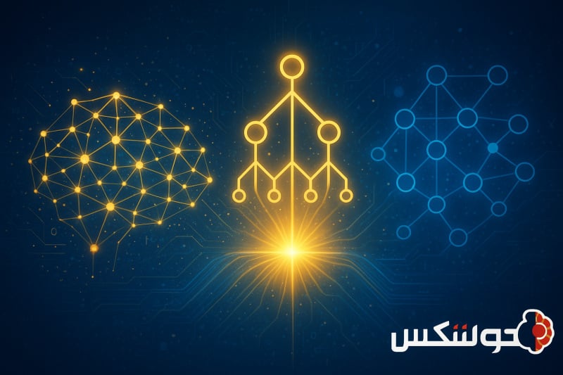 تصویر مفهومی از همگرایی الگوریتمهای مختلف هوش مصنوعی برای رسیدن به خروجی دقیقتر