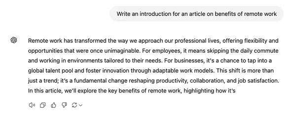 پاسخ ChatGPT به یکی از پرامپتهای من