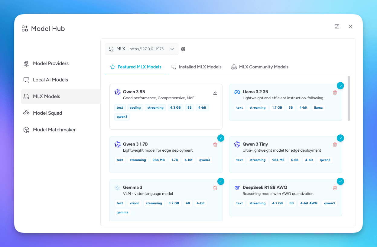 اضافه کردن و مدیریت مدلهای MLX در Msty Studio